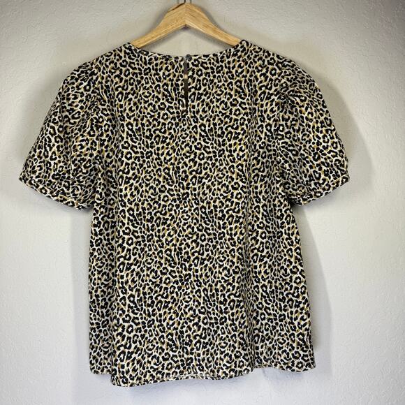 Women's J. Crew Leopard‎ Print Short Sleeve Pullover Blouse Size Small - Picture 7 of 8